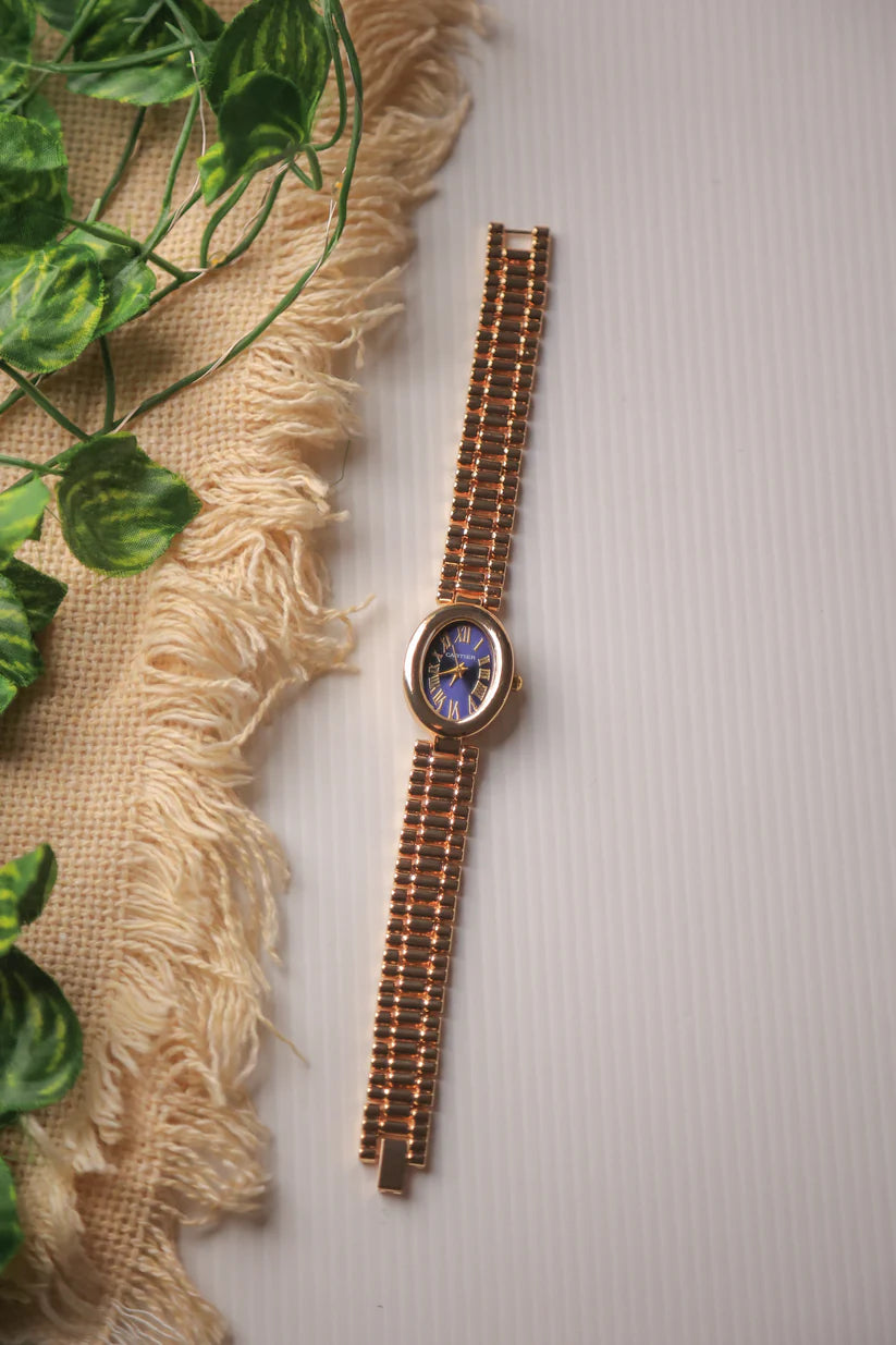 Cartier Oval Gold Blue Dial