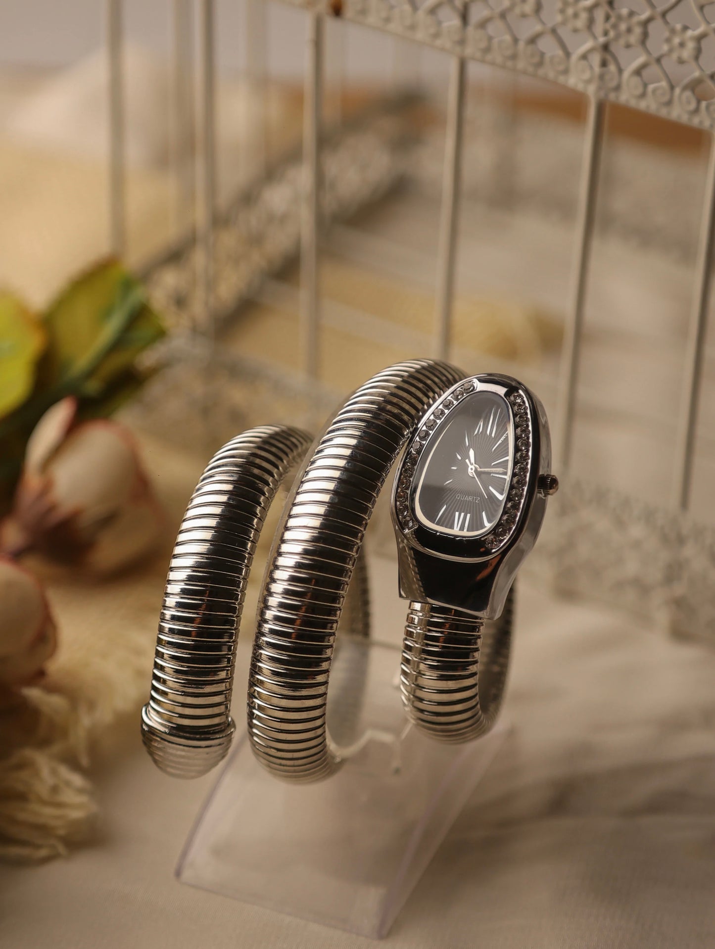 Snake Watch Silver (Black Dial)