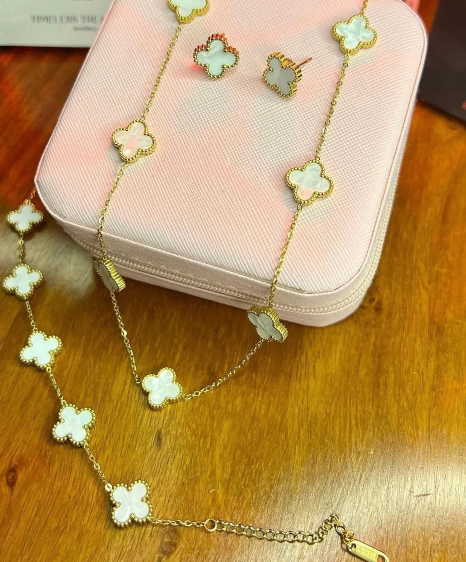 7 Leaf Clover Jewellery Set (White)