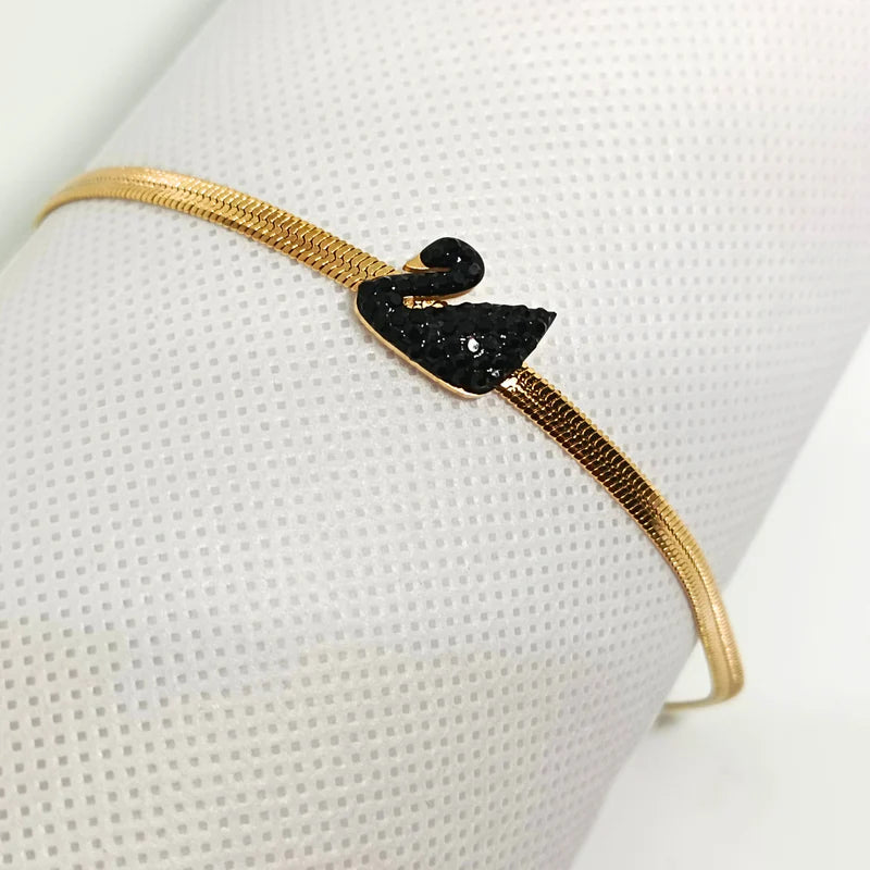 Swarovski Black Swan Chain Bracelet