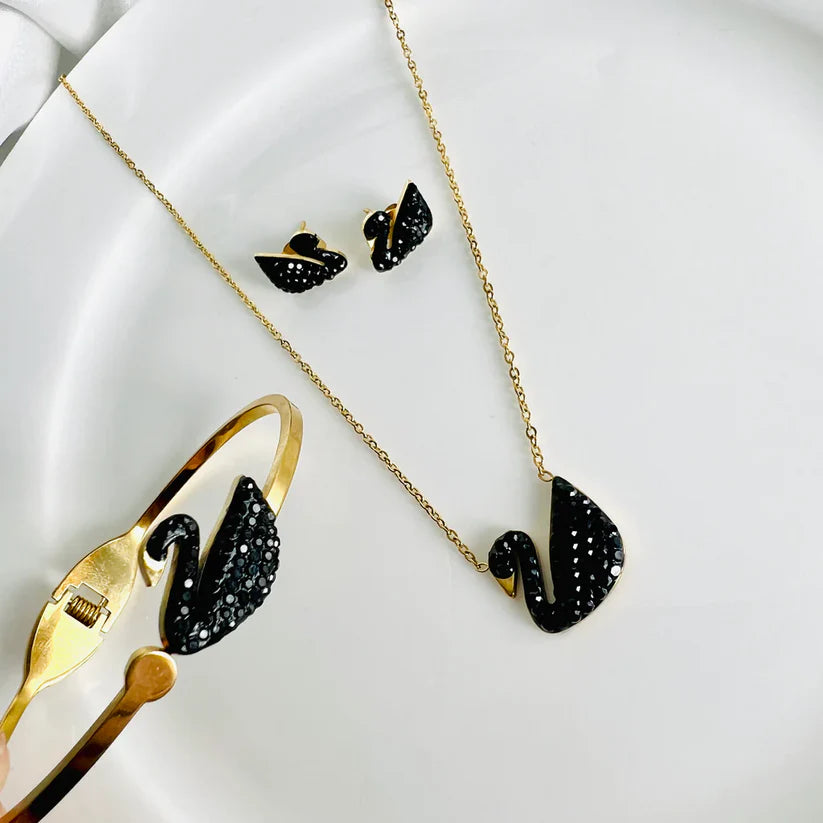 Swarovski Swan Bangle, Earring And Necklace Set