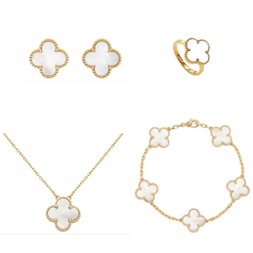 Four Leaf Clover Premium 4 pcs Complete Set (Adjustable Ring)