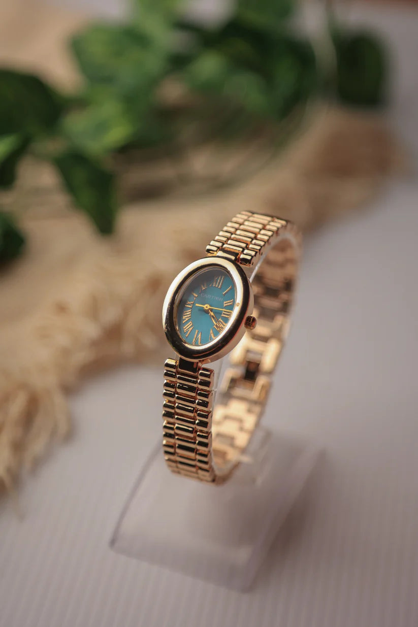 Cartier Oval Gold Green Dial