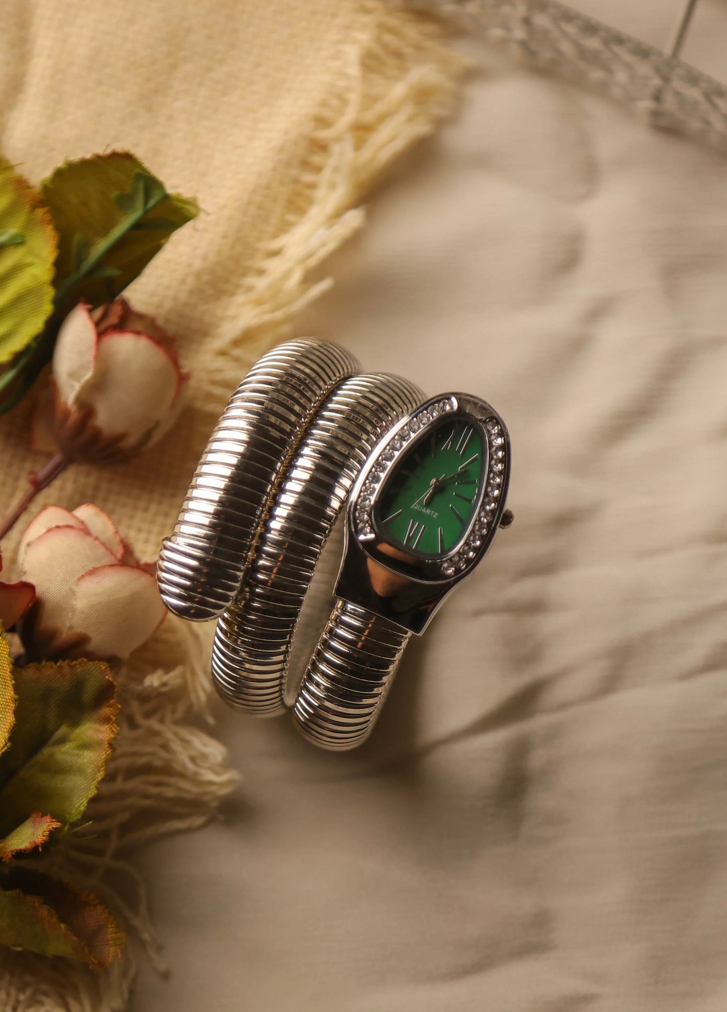 Snake Watch Silver (Green Dial)