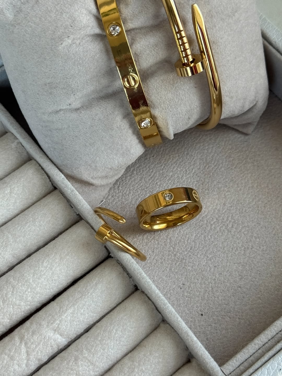 Cartier Diamond Love & Nail Bangle Hand Set