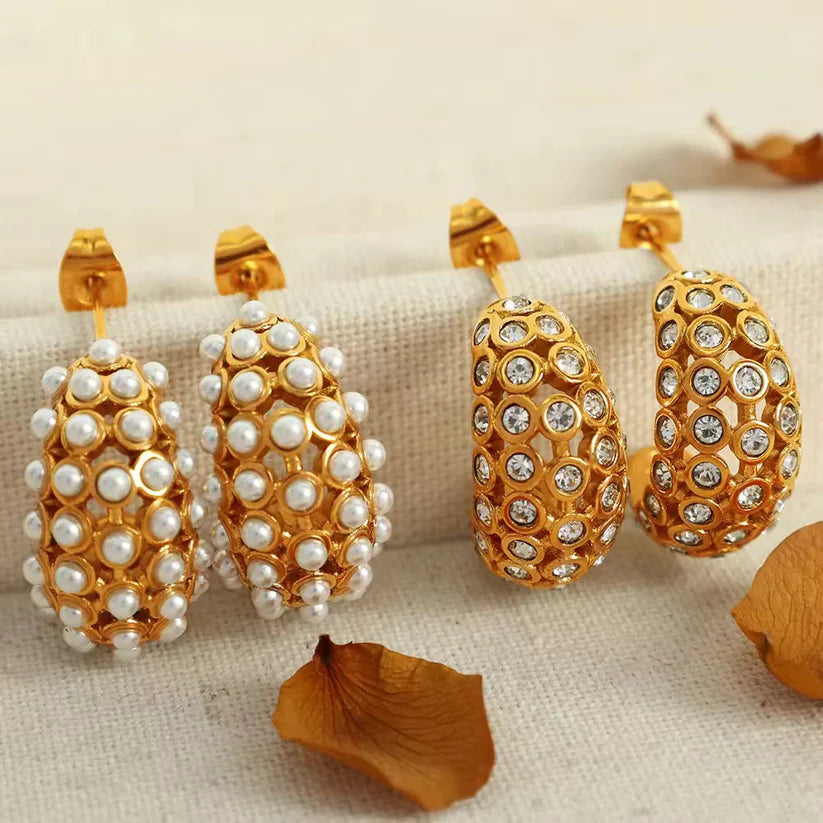 Pearl Pave Hoops