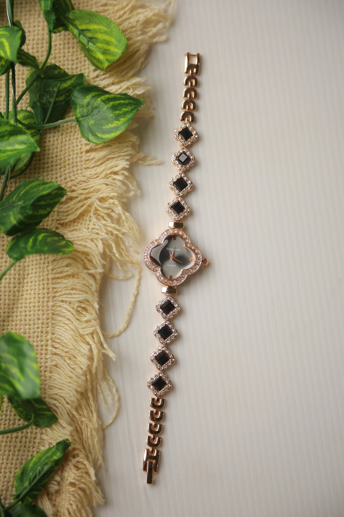 Swaroviski Rose Black Clover Watch