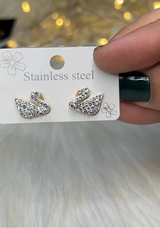 Swarovski White Swan Earrings