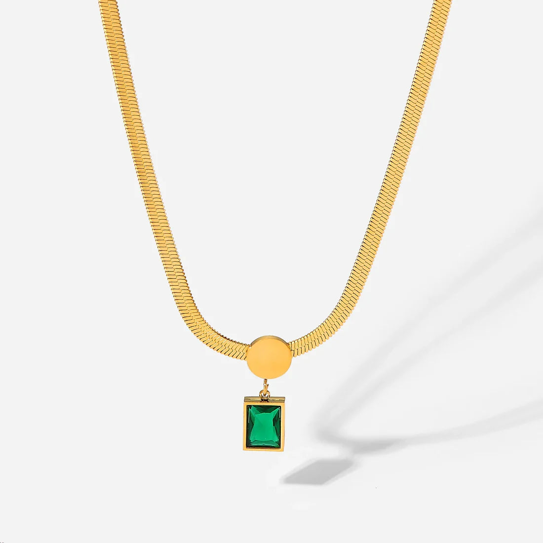 Green Emerald Square Necklace