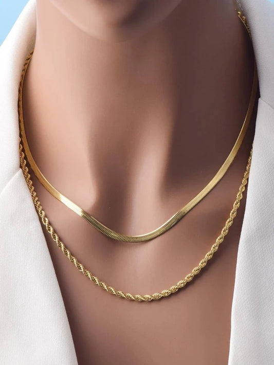 Milas Twisted & Snake Chain Necklace Combo