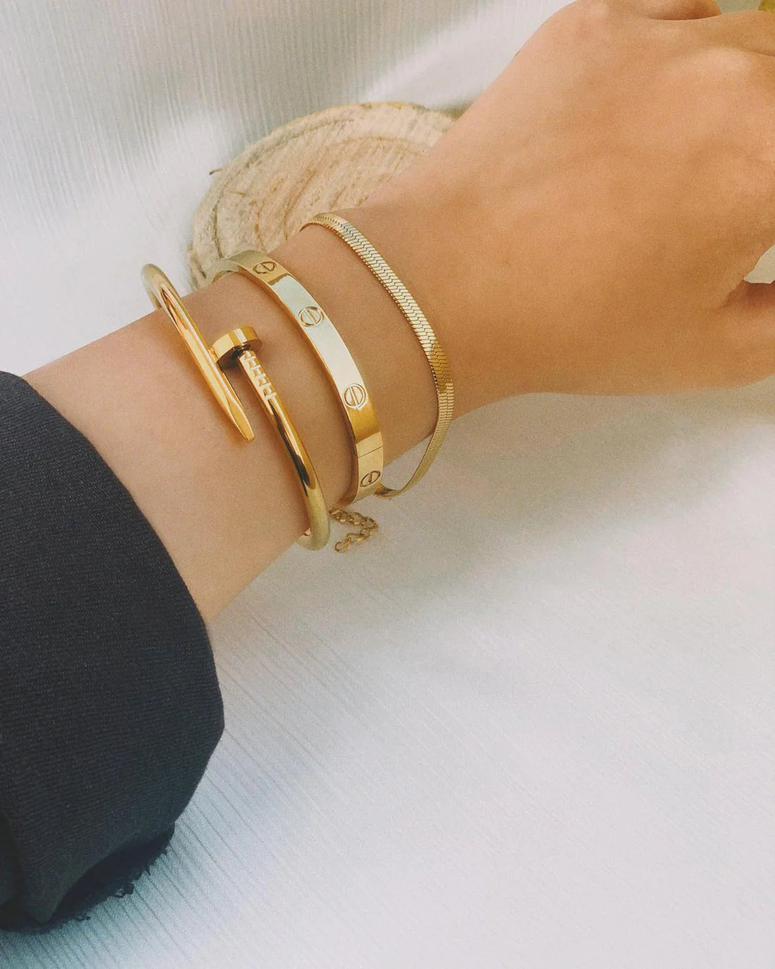 Cartier Love and Nail Bangle with Snake Chain Bracelet