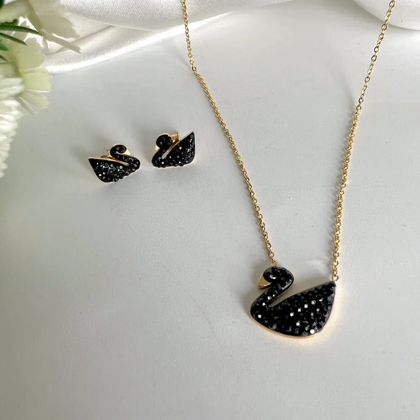 Swarovski Swan Earring And Necklace Set