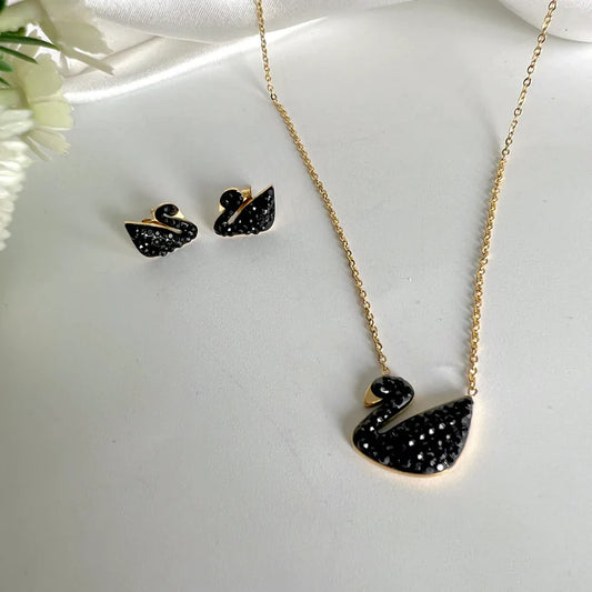 Swarovski Swan Earring And Necklace Set