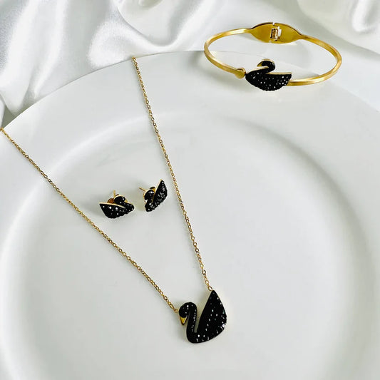 Swarovski Swan Bangle, Earring And Necklace Set