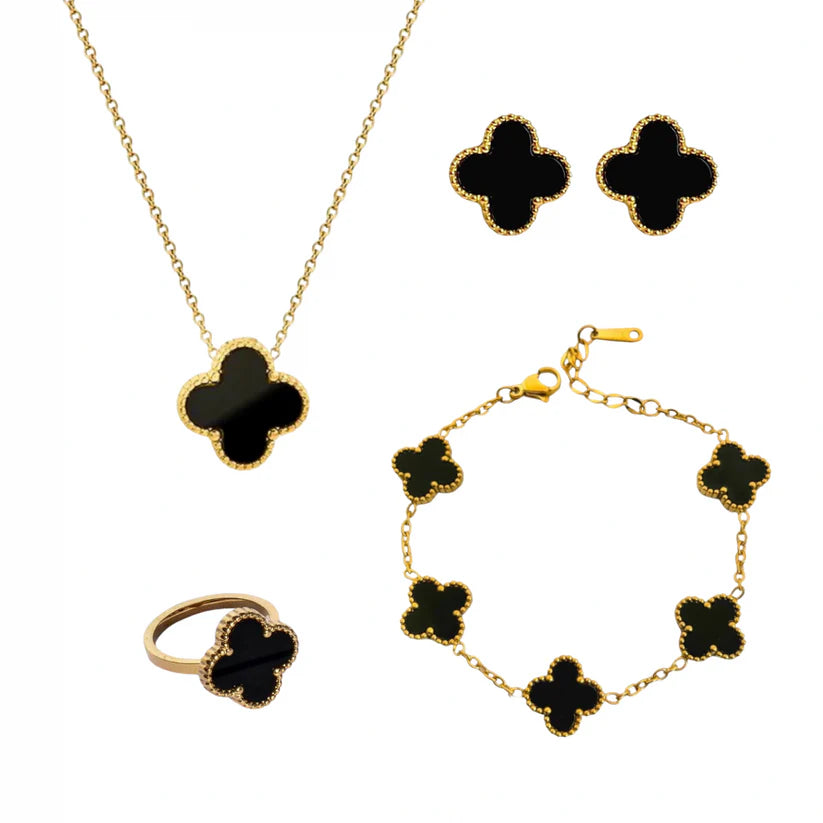 Four Leaf Clover Premium 4 pcs Complete Set (Adjustable Ring)