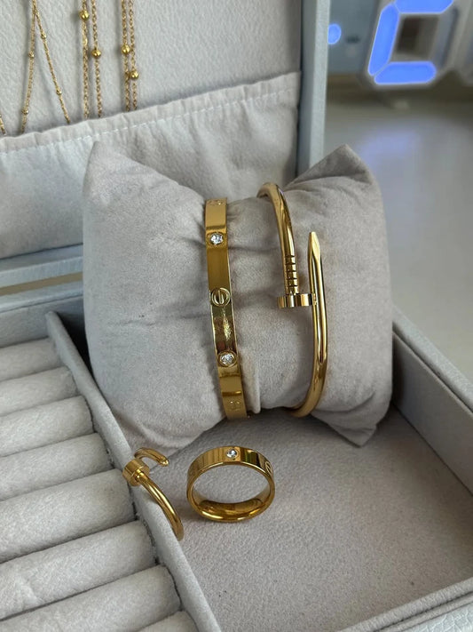 Cartier Diamond Love & Nail Bangle Hand Set